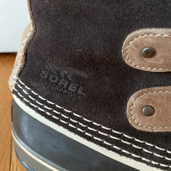 Sorel Joan of Arctic Snow Boots Black Faux Fur Size 8 Brown Fur Cuff - Picture 3 of 15